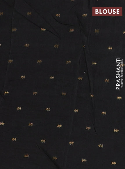 Semi mysore silk saree black with plain body and zari woven simple border