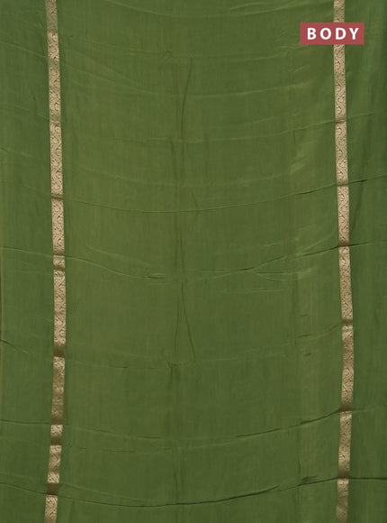 Semi mysore silk saree green with plain body and zari woven simple border