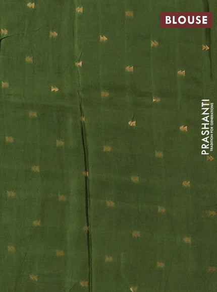 Semi mysore silk saree green with plain body and zari woven simple border