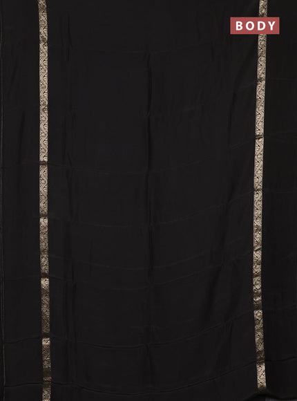 Semi mysore silk saree black with plain body and zari woven simple border