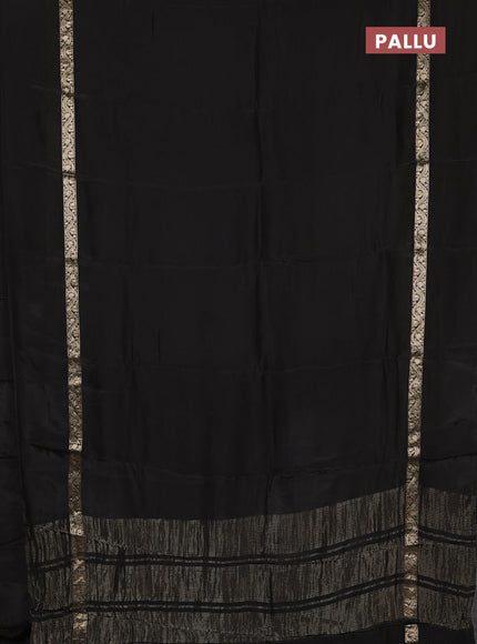 Semi mysore silk saree black with plain body and zari woven simple border