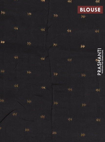 Semi mysore silk saree black with plain body and zari woven simple border