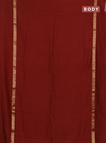 Semi mysore silk saree rust shade with plain body and zari woven simple border