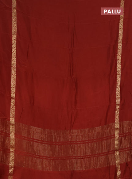 Semi mysore silk saree rust shade with plain body and zari woven simple border