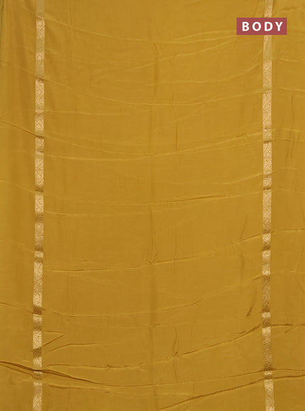 Semi mysore silk saree mustard yellow with plain body and zari woven simple border