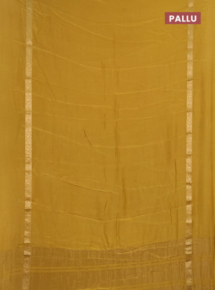 Semi mysore silk saree mustard yellow with plain body and zari woven simple border