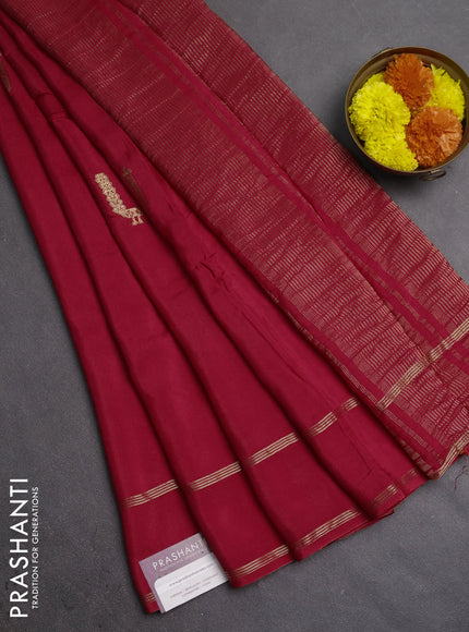 Semi mysore silk saree red with zari woven buttas and rettapet zari woven border