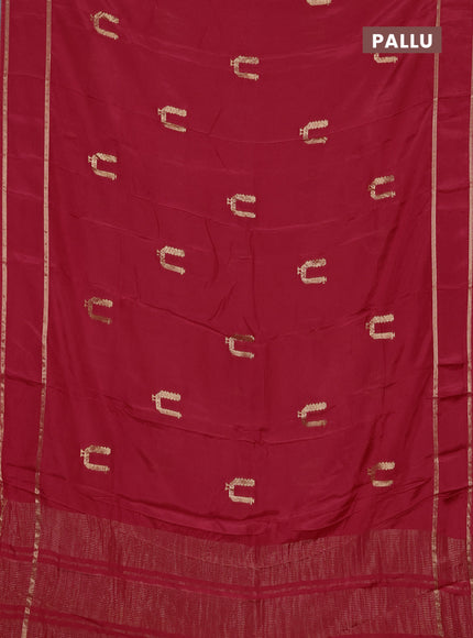 Semi mysore silk saree red with zari woven buttas and rettapet zari woven border