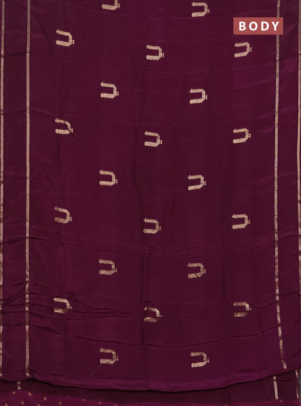 Semi mysore silk saree dark magenta with zari woven buttas and rettapet zari woven border