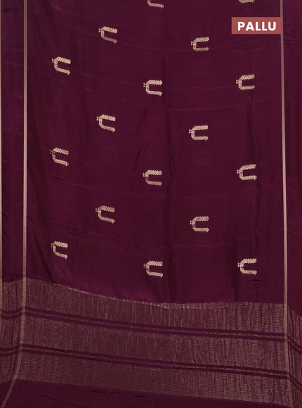 Semi mysore silk saree dark magenta with zari woven buttas and rettapet zari woven border