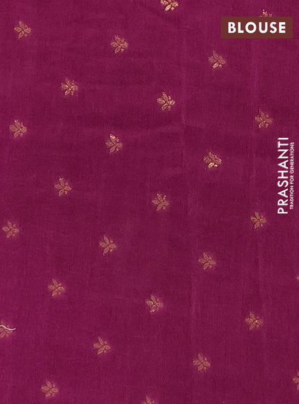Semi mysore silk saree dark magenta with zari woven buttas and rettapet zari woven border