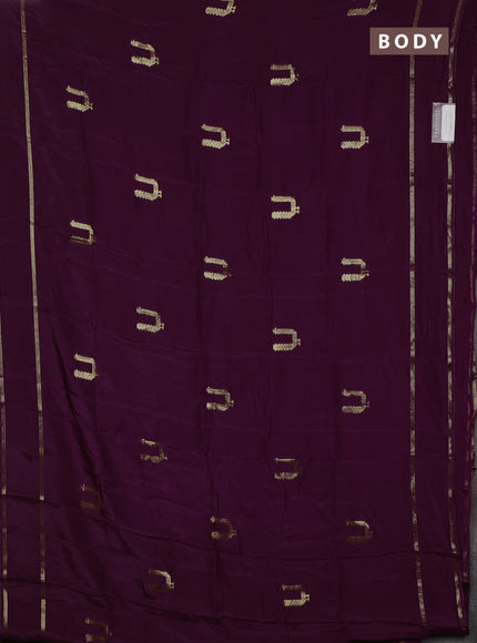 Semi mysore silk saree wine shade with zari woven buttas and rettapet zari woven border