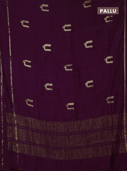 Semi mysore silk saree wine shade with zari woven buttas and rettapet zari woven border