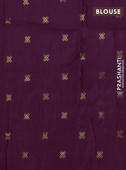 Semi mysore silk saree wine shade with zari woven buttas and rettapet zari woven border