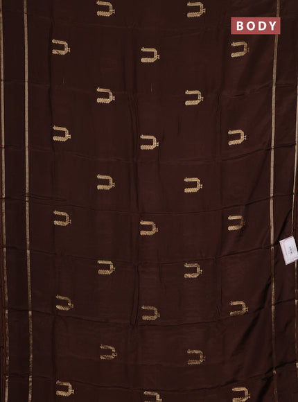 Semi mysore silk saree coffee brown with zari woven buttas and rettapet zari woven border