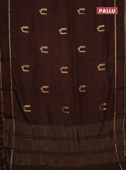 Semi mysore silk saree coffee brown with zari woven buttas and rettapet zari woven border