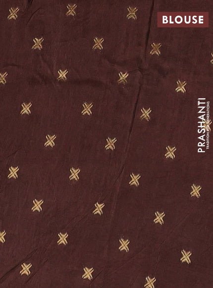 Semi mysore silk saree coffee brown with zari woven buttas and rettapet zari woven border