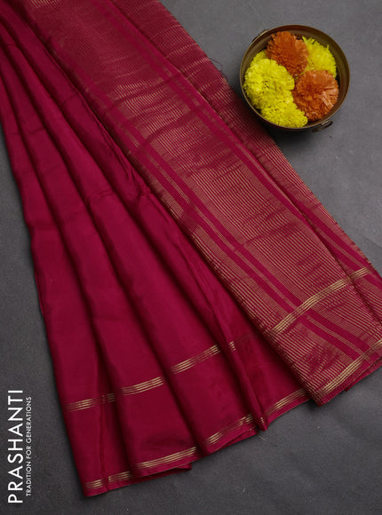 Semi mysore silk saree pink with zari woven buttas and rettapet zari woven border