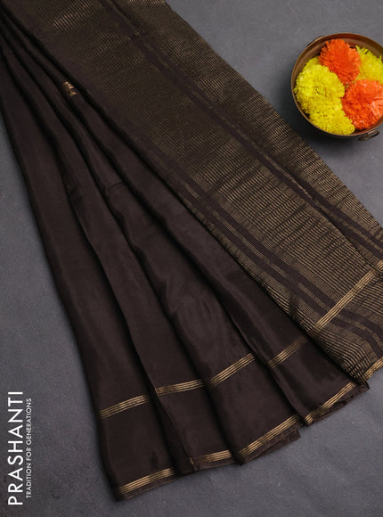Semi mysore silk saree coffee brown with zari woven buttas and rettapet zari woven border