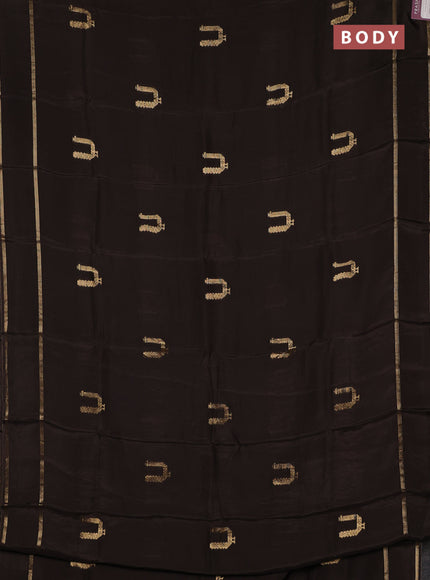 Semi mysore silk saree coffee brown with zari woven buttas and rettapet zari woven border