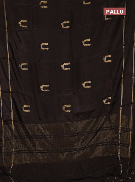 Semi mysore silk saree coffee brown with zari woven buttas and rettapet zari woven border