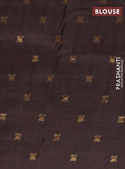 Semi mysore silk saree coffee brown with zari woven buttas and rettapet zari woven border