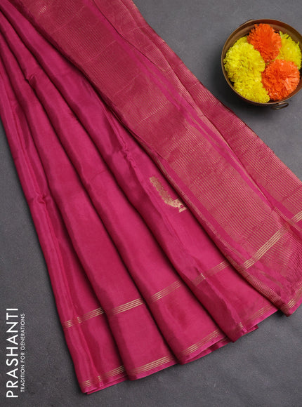 Semi mysore silk saree mauve pink with zari woven buttas and rettapet zari woven border