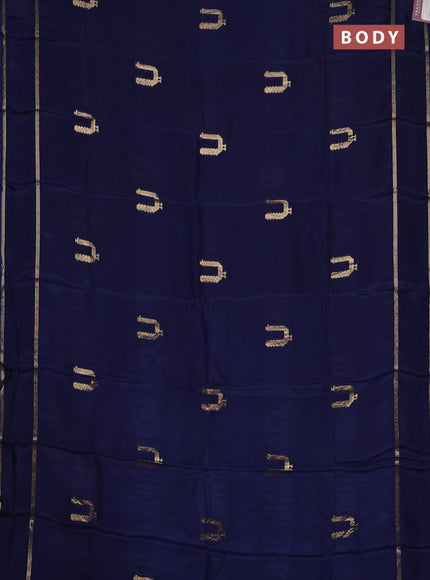 Semi mysore silk saree navy blue with zari woven buttas and rettapet zari woven border