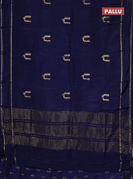 Semi mysore silk saree navy blue with zari woven buttas and rettapet zari woven border