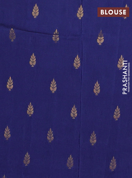Semi mysore silk saree navy blue with zari woven buttas and rettapet zari woven border