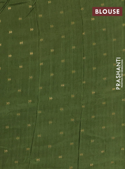 Semi mysore silk saree olive green with zari woven buttas and rettapet zari woven border