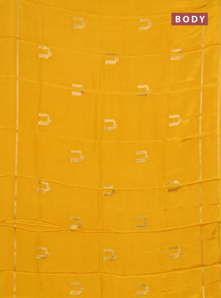 Semi mysore silk saree yellow with zari woven buttas and rettapet zari woven border
