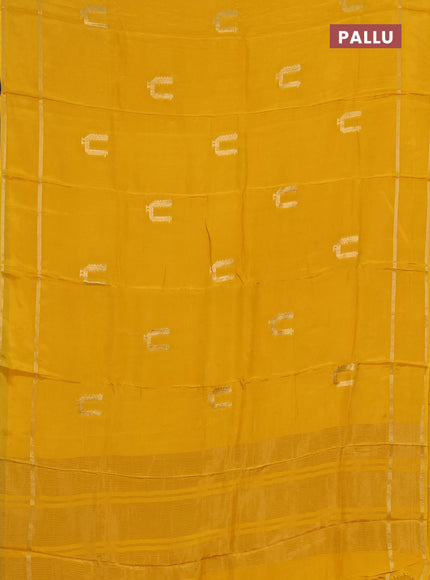 Semi mysore silk saree yellow with zari woven buttas and rettapet zari woven border