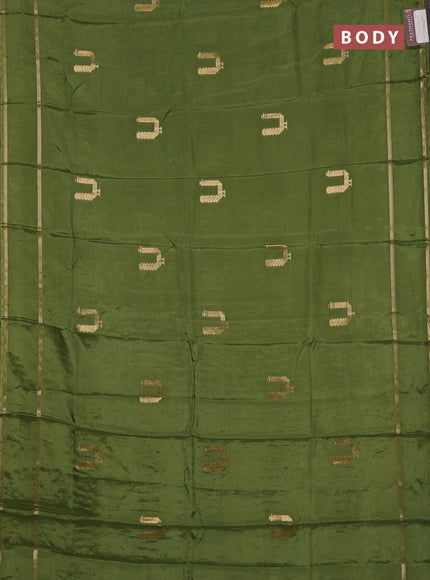 Semi mysore silk saree sap green with zari woven buttas and rettapet zari woven border