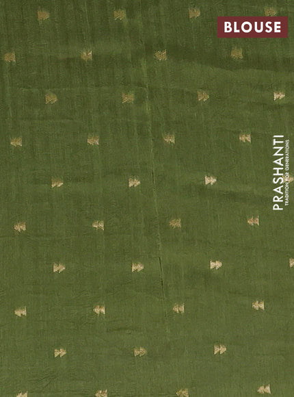 Semi mysore silk saree sap green with zari woven buttas and rettapet zari woven border