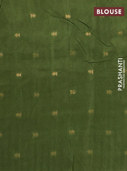 Semi mysore silk saree mehendi green with zari woven buttas and rettapet zari woven border