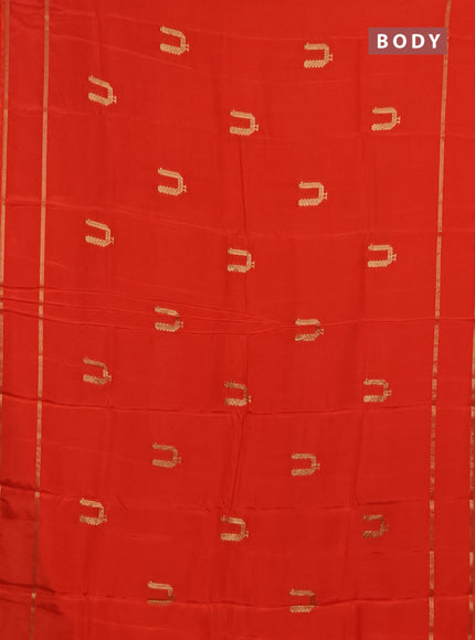 Semi mysore silk saree orange with zari woven buttas and rettapet zari woven border