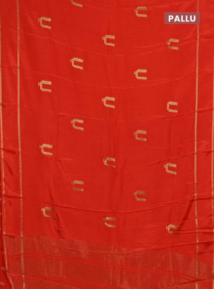 Semi mysore silk saree orange with zari woven buttas and rettapet zari woven border