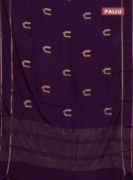 Semi mysore silk saree violet with zari woven buttas and rettapet zari woven border