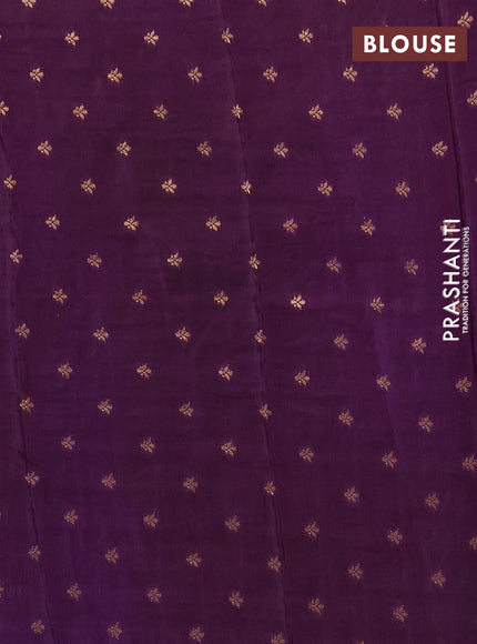 Semi mysore silk saree violet with zari woven buttas and rettapet zari woven border