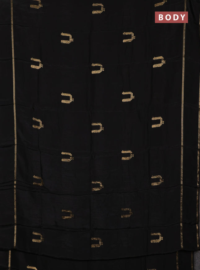 Semi mysore silk saree black with zari woven buttas and rettapet zari woven border