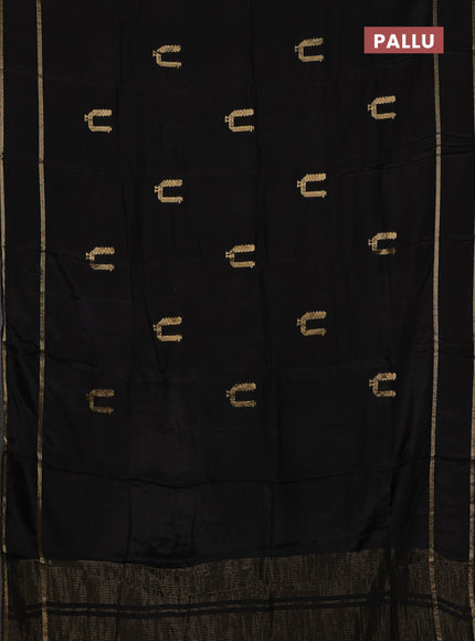 Semi mysore silk saree black with zari woven buttas and rettapet zari woven border