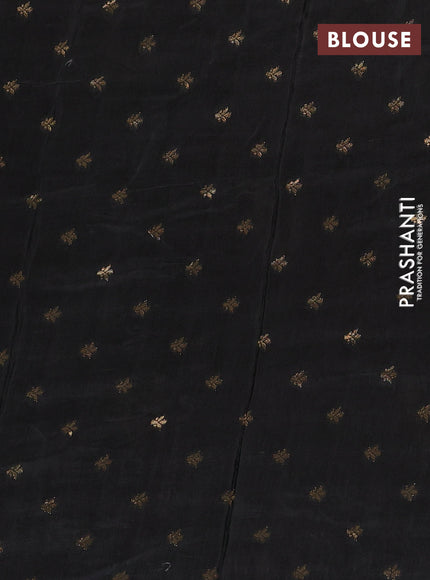 Semi mysore silk saree black with zari woven buttas and rettapet zari woven border