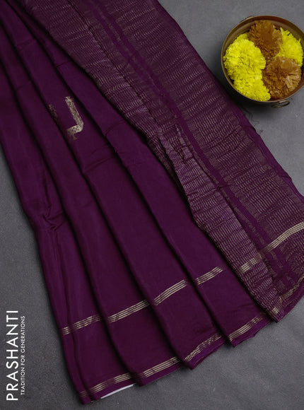Semi mysore silk saree wine shade with zari woven buttas and rettapet zari woven border