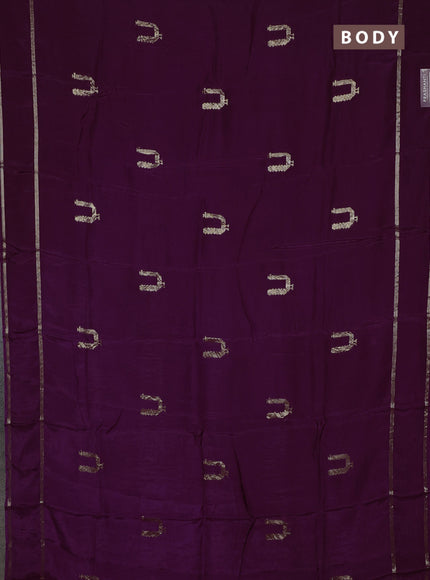 Semi mysore silk saree wine shade with zari woven buttas and rettapet zari woven border