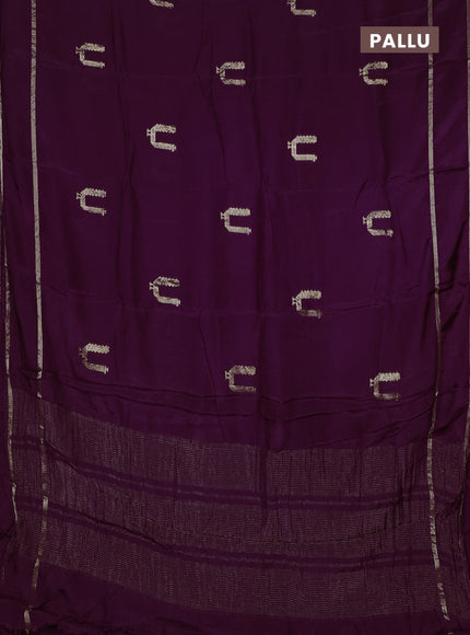 Semi mysore silk saree wine shade with zari woven buttas and rettapet zari woven border