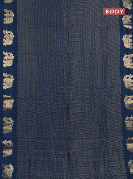 Semi mysore silk saree peacock blue with allover zari checks and zari woven butta border