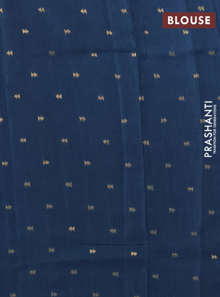 Semi mysore silk saree peacock blue with allover zari checks and zari woven butta border