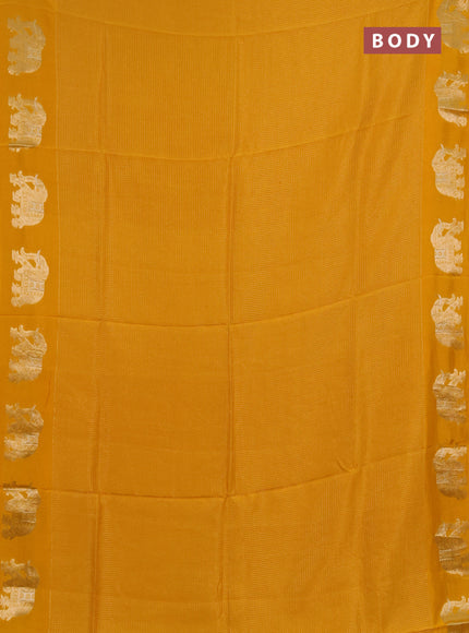 Semi mysore silk saree yellow with allover zari checks and zari woven butta border