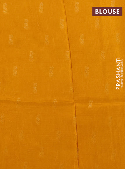 Semi mysore silk saree yellow with allover zari checks and zari woven butta border